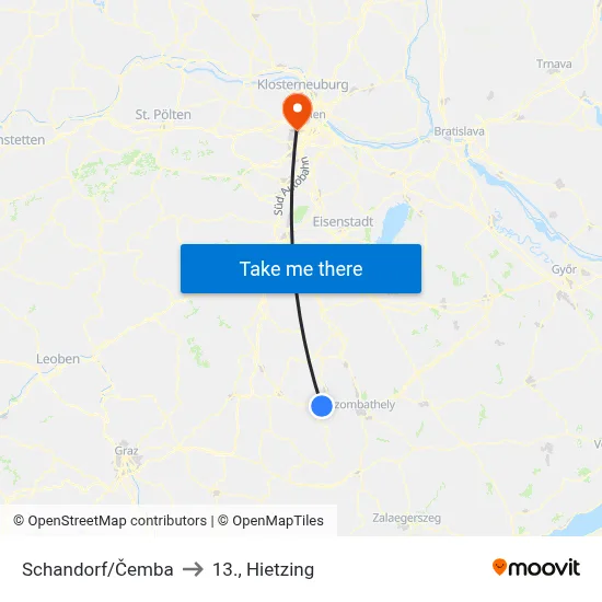 Schandorf/Čemba to 13., Hietzing map