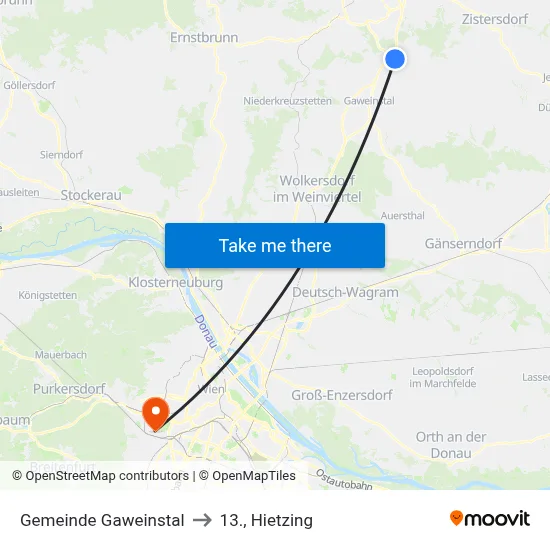 Gemeinde Gaweinstal to 13., Hietzing map