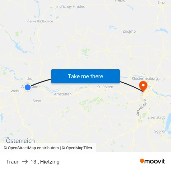 Traun to 13., Hietzing map