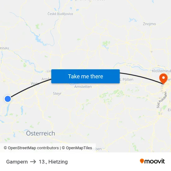 Gampern to 13., Hietzing map
