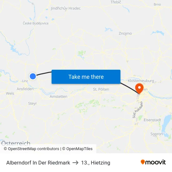 Alberndorf In Der Riedmark to 13., Hietzing map
