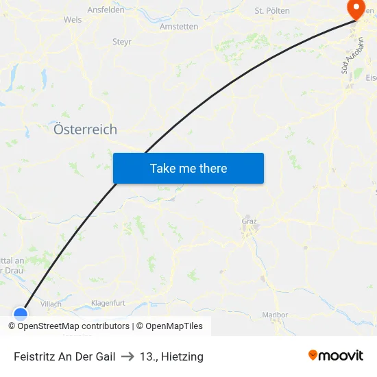 Feistritz An Der Gail to 13., Hietzing map