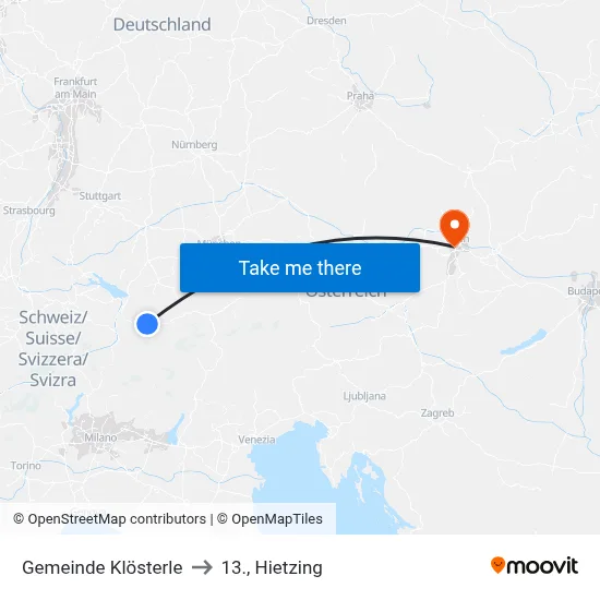 Gemeinde Klösterle to 13., Hietzing map