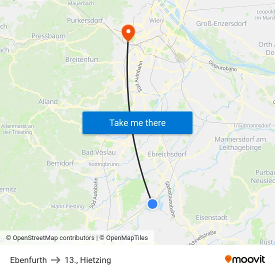 Ebenfurth to 13., Hietzing map