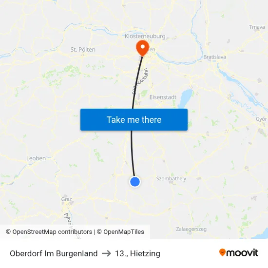 Oberdorf Im Burgenland to 13., Hietzing map