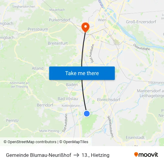 Gemeinde Blumau-Neurißhof to 13., Hietzing map