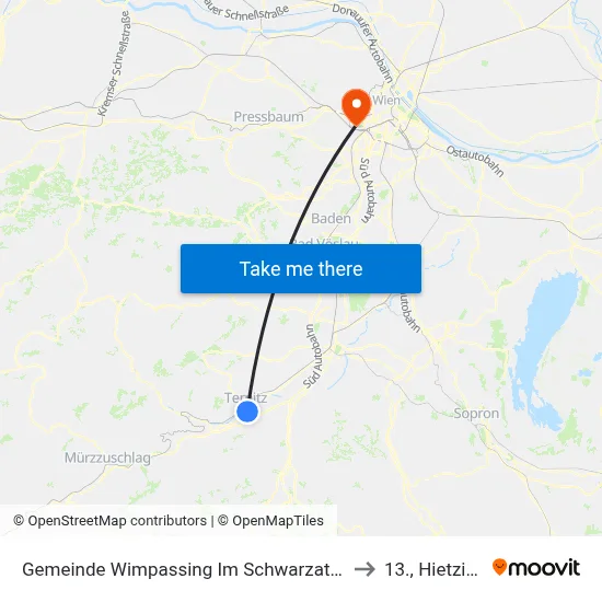 Gemeinde Wimpassing Im Schwarzatale to 13., Hietzing map