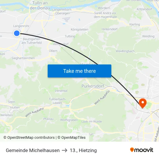 Gemeinde Michelhausen to 13., Hietzing map