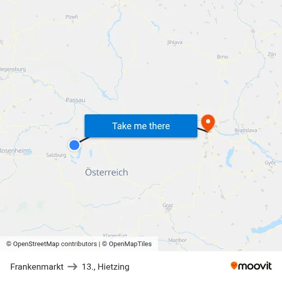 Frankenmarkt to 13., Hietzing map
