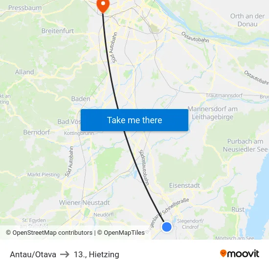 Antau/Otava to 13., Hietzing map