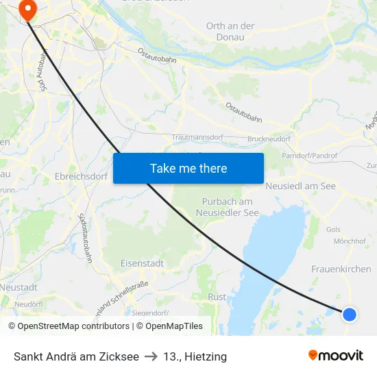 Sankt Andrä am Zicksee to 13., Hietzing map