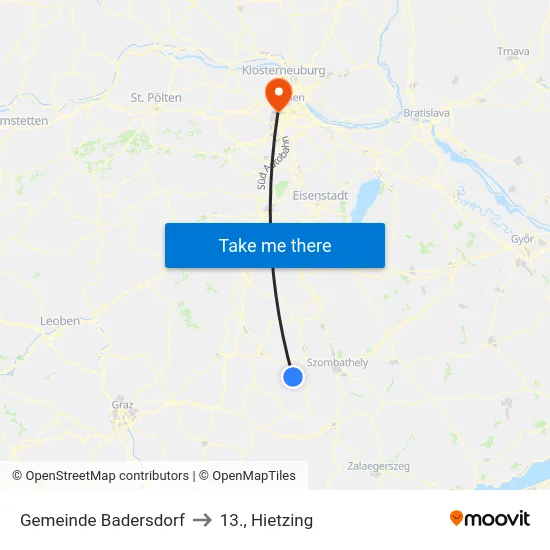 Gemeinde Badersdorf to 13., Hietzing map
