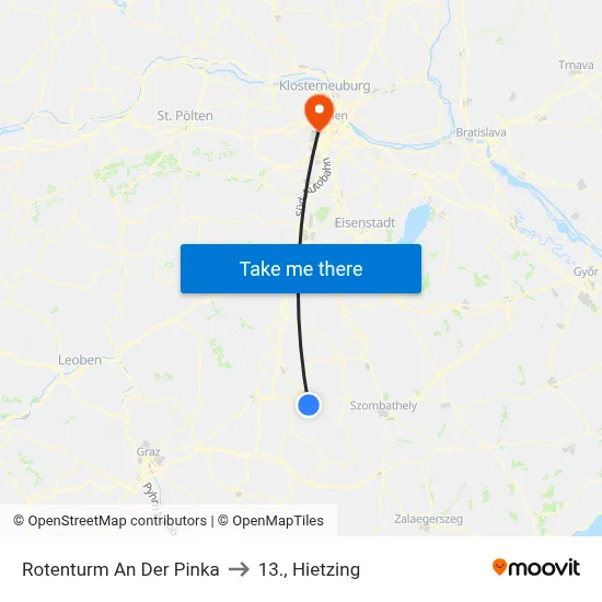 Rotenturm An Der Pinka to 13., Hietzing map