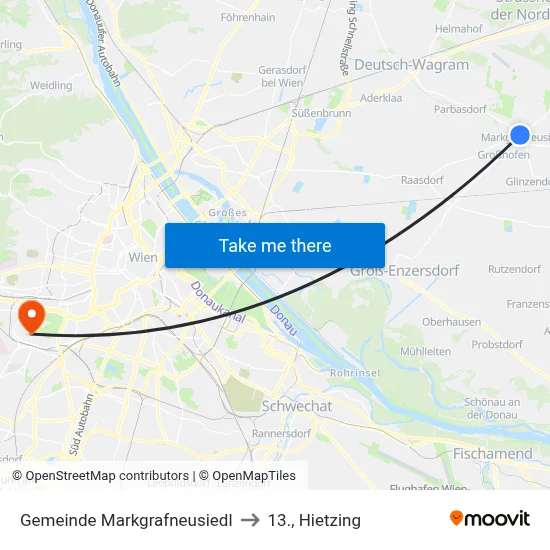 Gemeinde Markgrafneusiedl to 13., Hietzing map