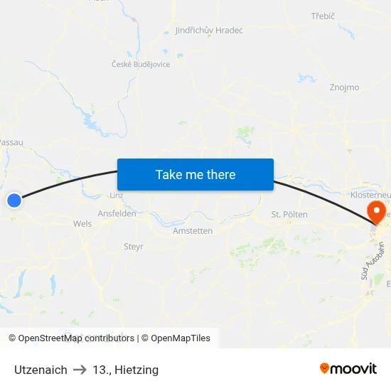 Utzenaich to 13., Hietzing map