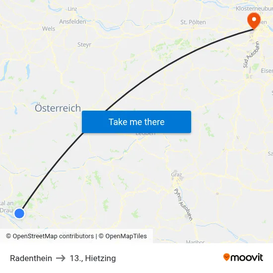 Radenthein to 13., Hietzing map