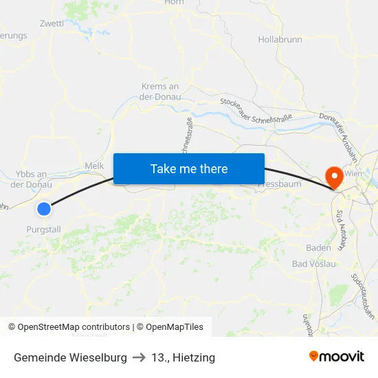 Gemeinde Wieselburg to 13., Hietzing map