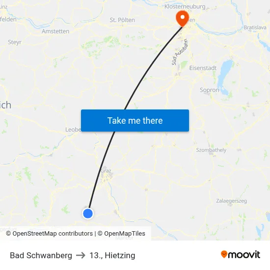 Bad Schwanberg to 13., Hietzing map