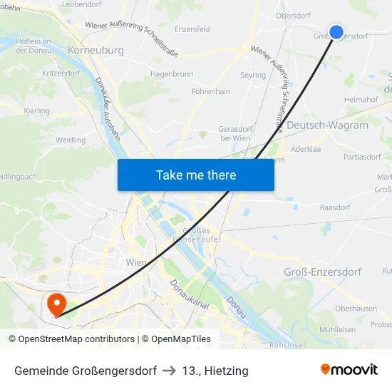 Gemeinde Großengersdorf to 13., Hietzing map