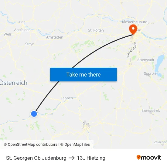 St. Georgen Ob Judenburg to 13., Hietzing map