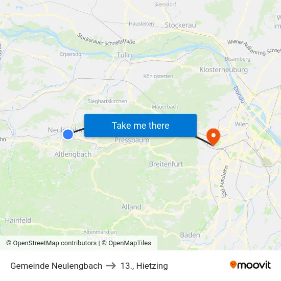 Gemeinde Neulengbach to 13., Hietzing map
