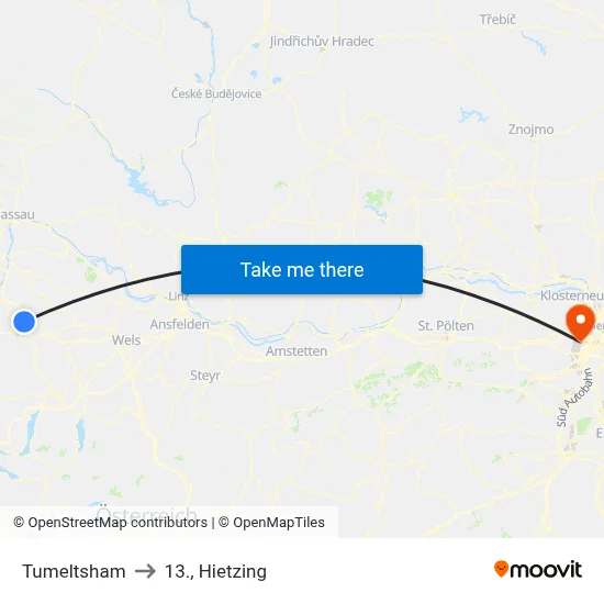 Tumeltsham to 13., Hietzing map
