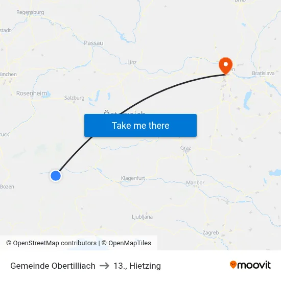Gemeinde Obertilliach to 13., Hietzing map