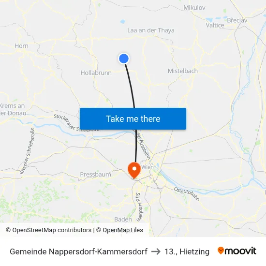 Gemeinde Nappersdorf-Kammersdorf to 13., Hietzing map