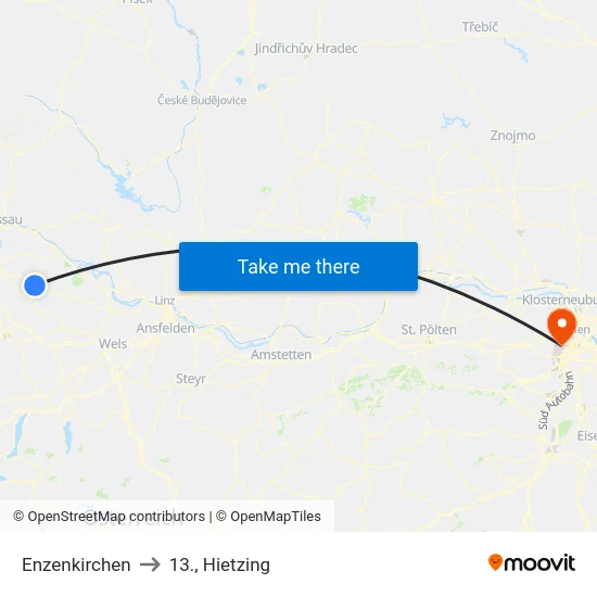 Enzenkirchen to 13., Hietzing map