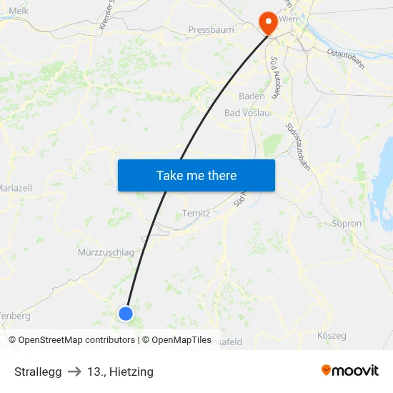 Strallegg to 13., Hietzing map