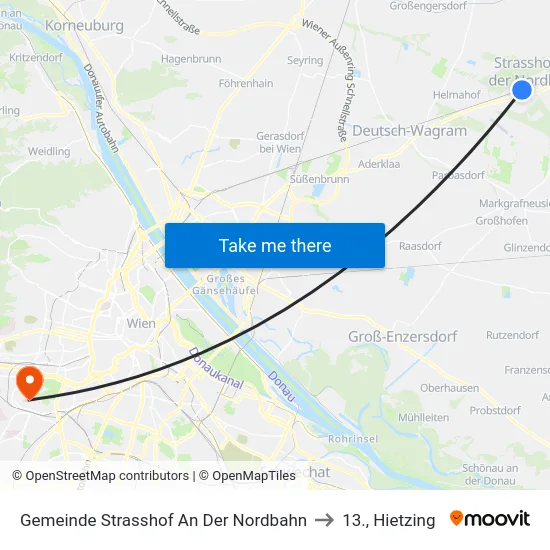 Gemeinde Strasshof An Der Nordbahn to 13., Hietzing map
