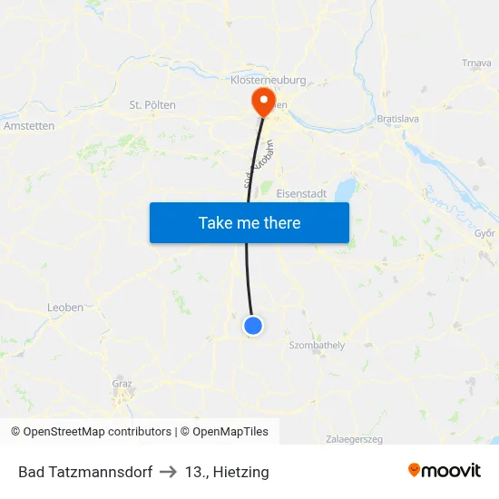 Bad Tatzmannsdorf to 13., Hietzing map