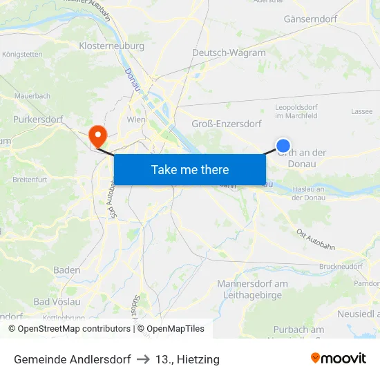 Gemeinde Andlersdorf to 13., Hietzing map