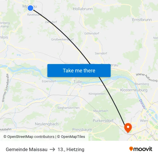 Gemeinde Maissau to 13., Hietzing map
