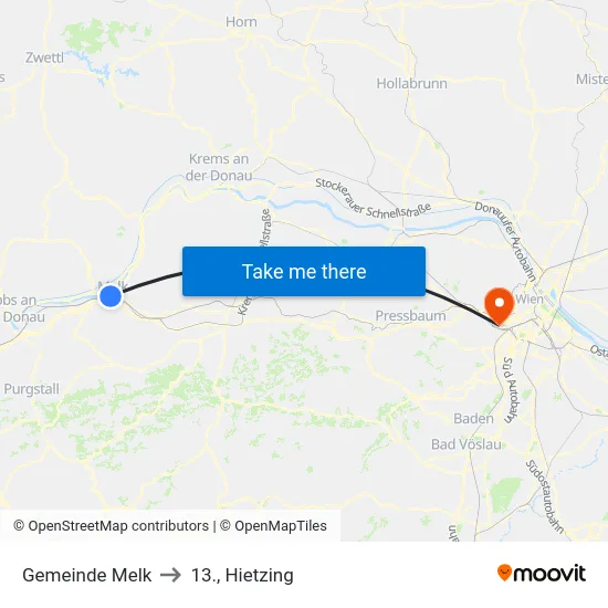 Gemeinde Melk to 13., Hietzing map