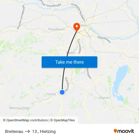 Breitenau to 13., Hietzing map