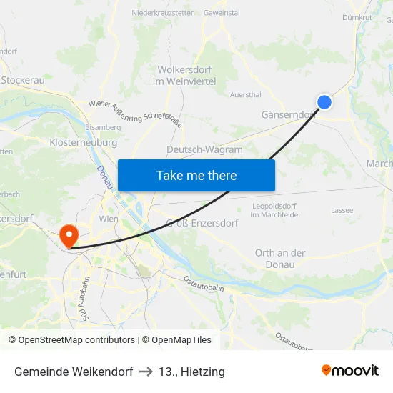 Gemeinde Weikendorf to 13., Hietzing map