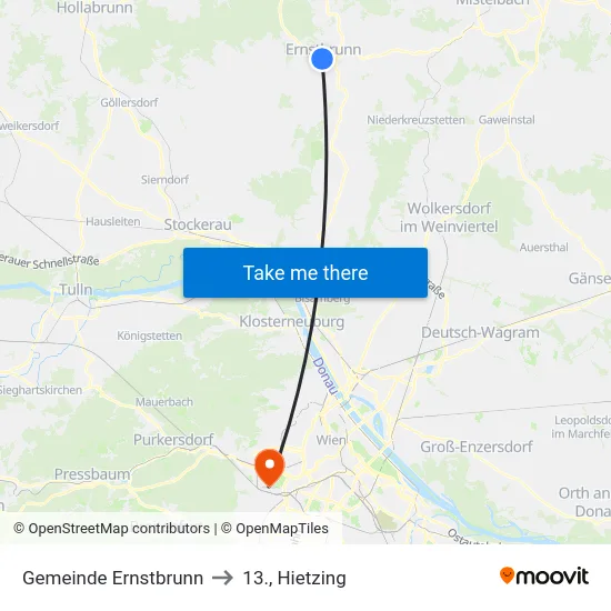Gemeinde Ernstbrunn to 13., Hietzing map