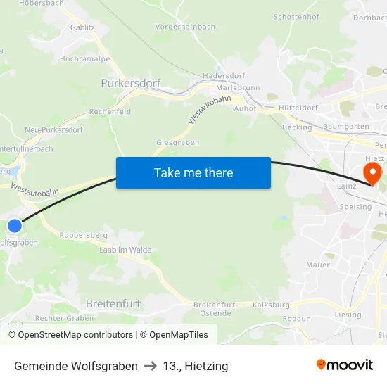 Gemeinde Wolfsgraben to 13., Hietzing map