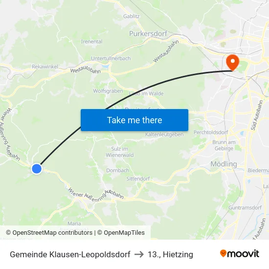 Gemeinde Klausen-Leopoldsdorf to 13., Hietzing map