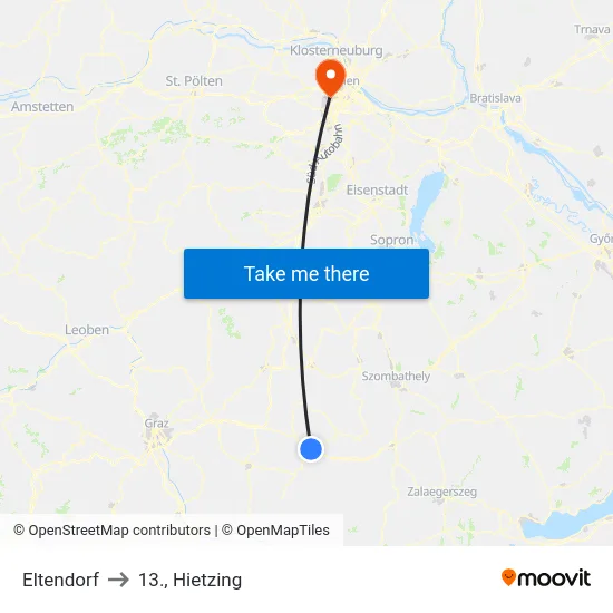 Eltendorf to 13., Hietzing map
