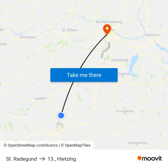 St. Radegund to 13., Hietzing map
