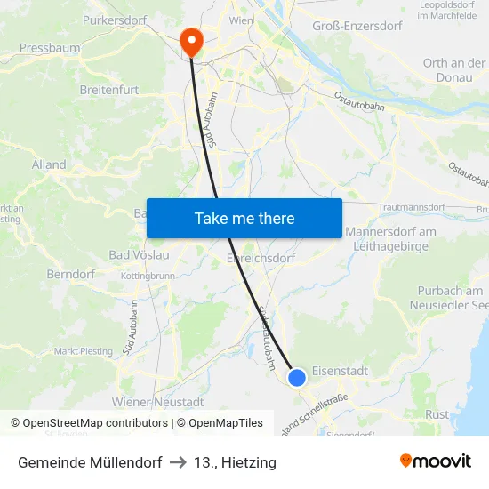 Gemeinde Müllendorf to 13., Hietzing map