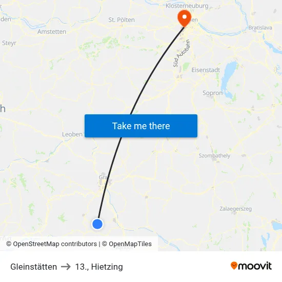 Gleinstätten to 13., Hietzing map