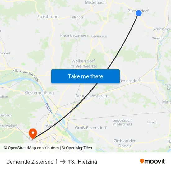 Gemeinde Zistersdorf to 13., Hietzing map