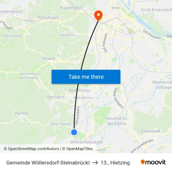Gemeinde Wöllersdorf-Steinabrückl to 13., Hietzing map