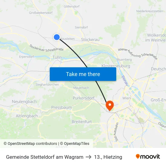 Gemeinde Stetteldorf am Wagram to 13., Hietzing map