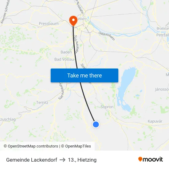 Gemeinde Lackendorf to 13., Hietzing map