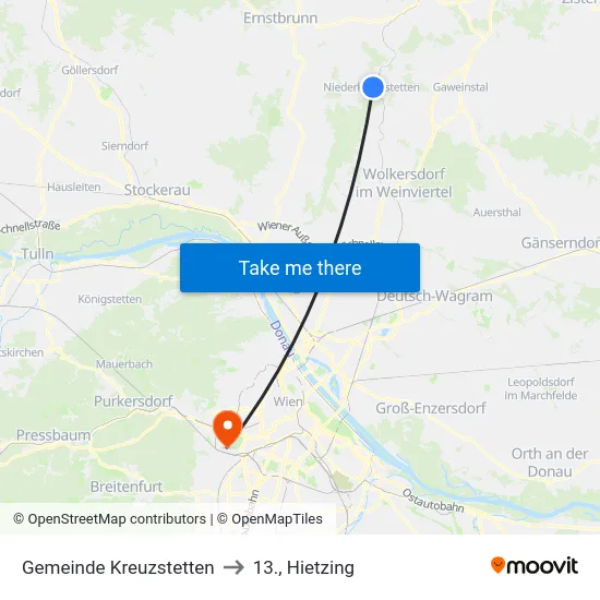Gemeinde Kreuzstetten to 13., Hietzing map