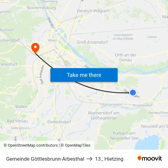 Gemeinde Göttlesbrunn-Arbesthal to 13., Hietzing map